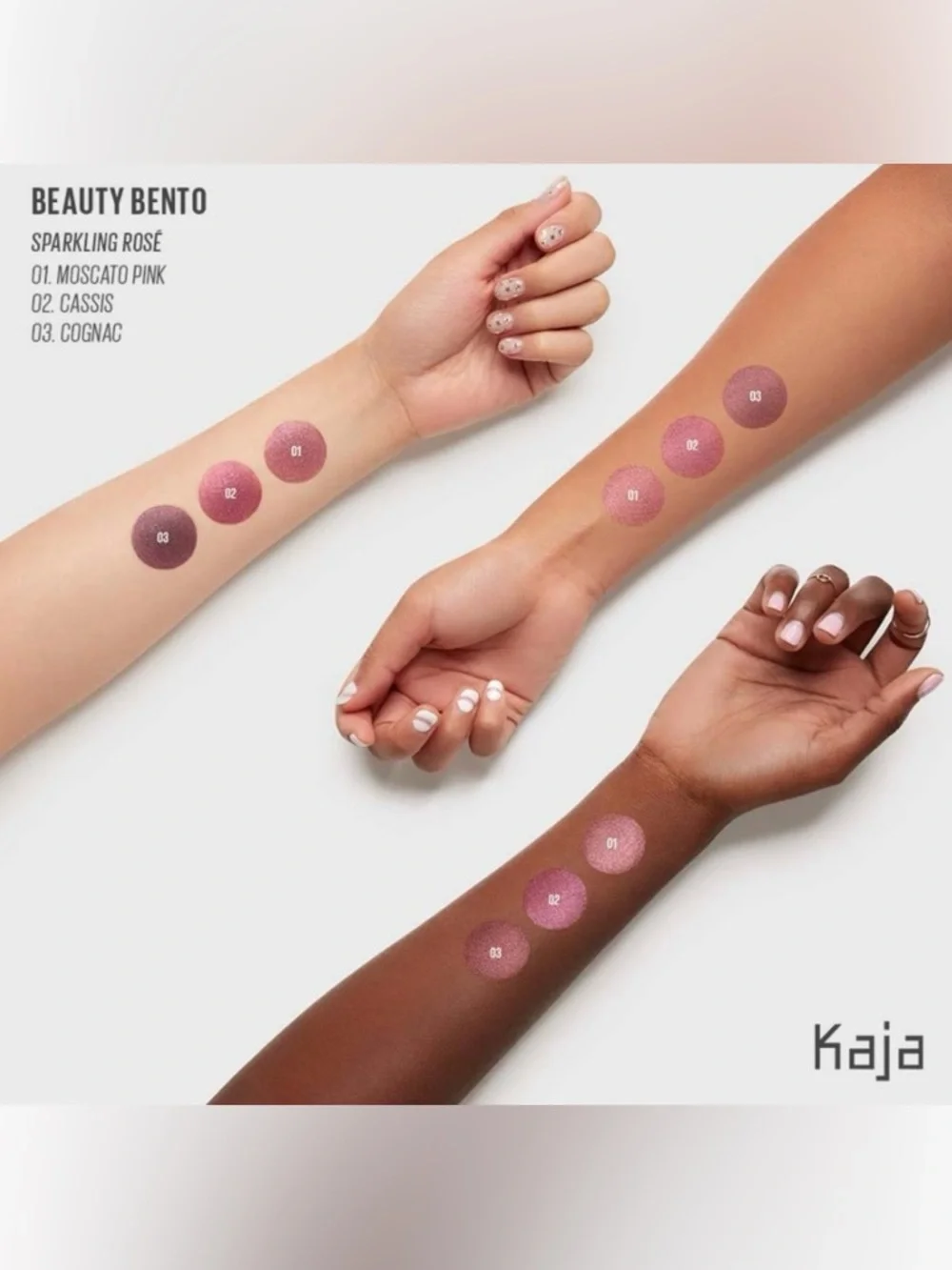 Kaja Beauty Bento Bouncy Eyeshadow Trio Set Sparkling Rose Limited Edition